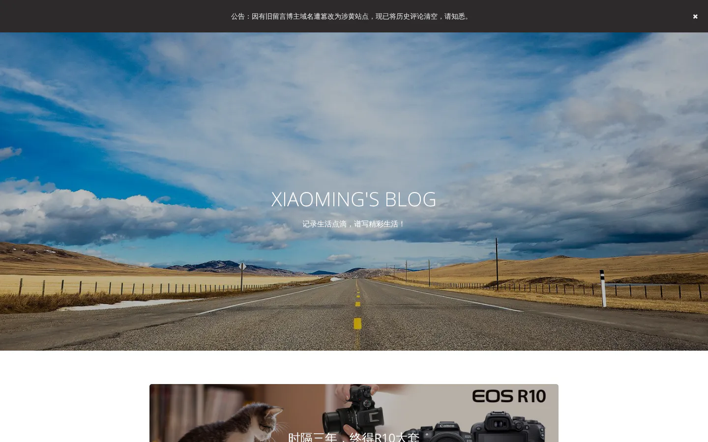 XIAOMING'S BLOG 的首页截图