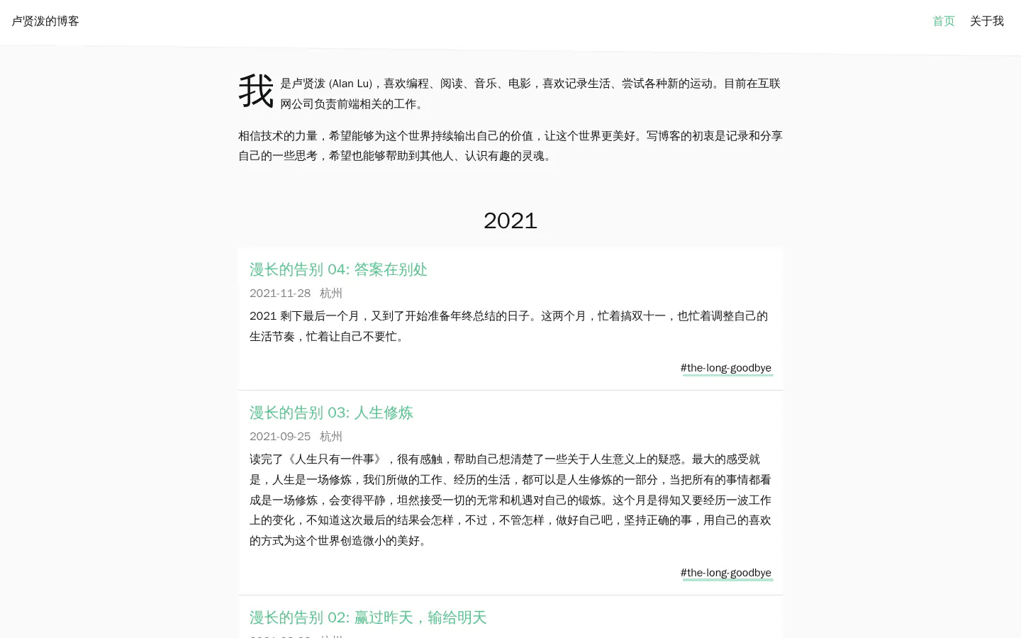 卢贤泼的博客 的首页截图