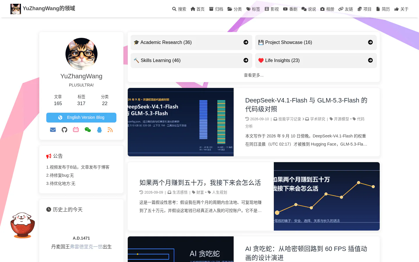 YuZhangWang的领域 的首页截图