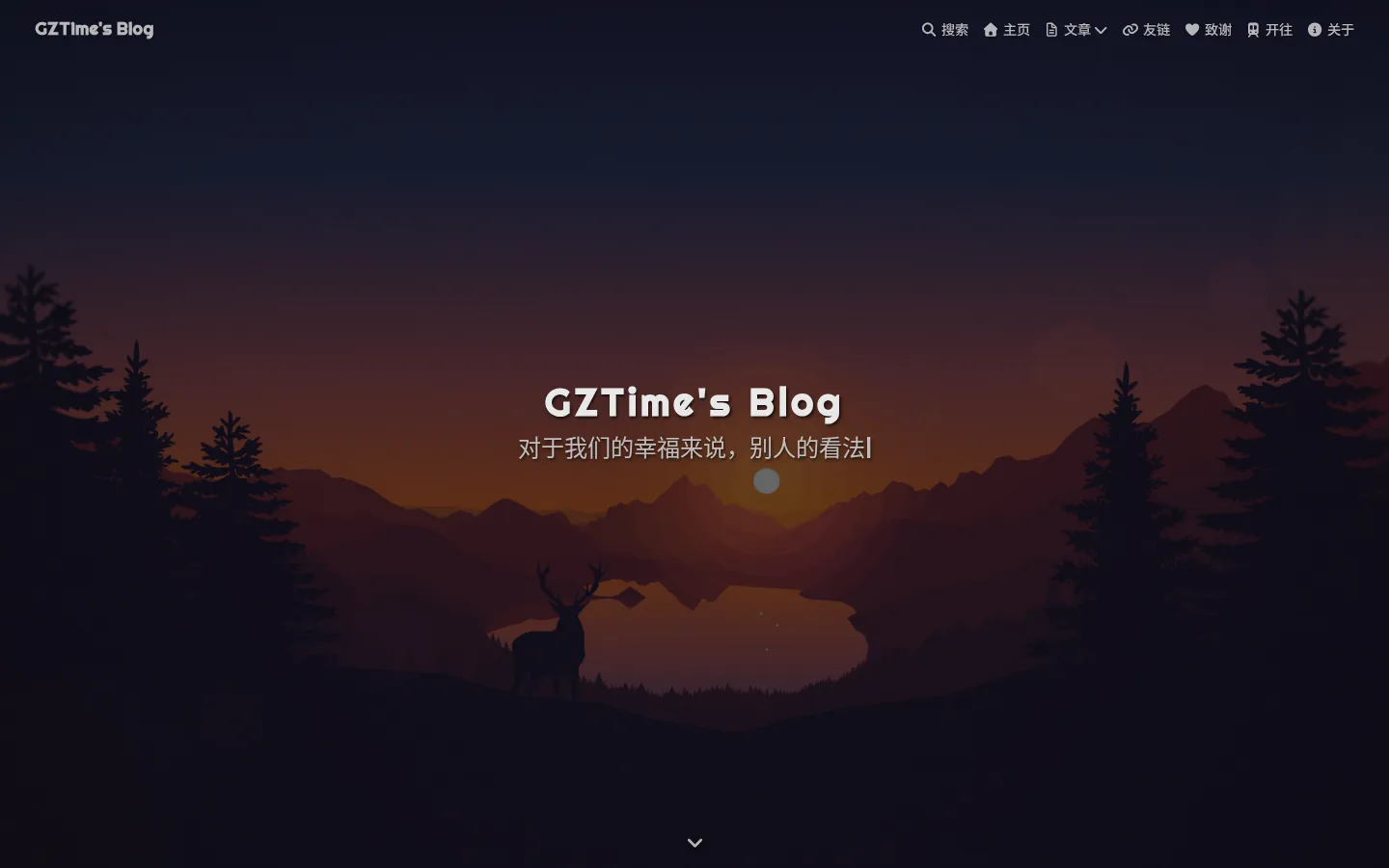 GZTime's blog 的首页截图