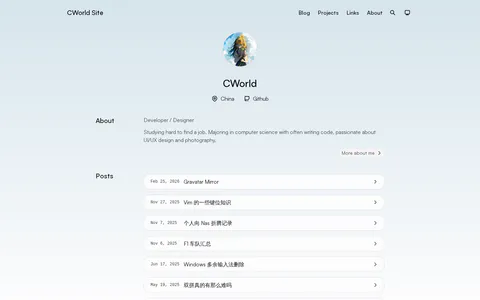CWorld Site 的首页截图