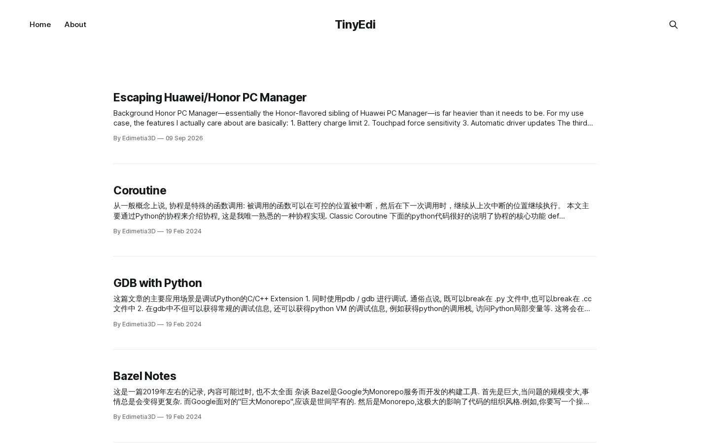 TinyEdi 的首页截图
