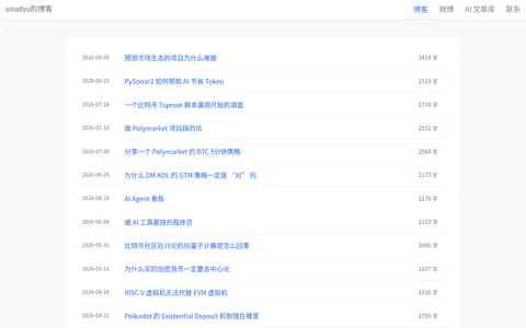 smallyu的博客 的首页截图