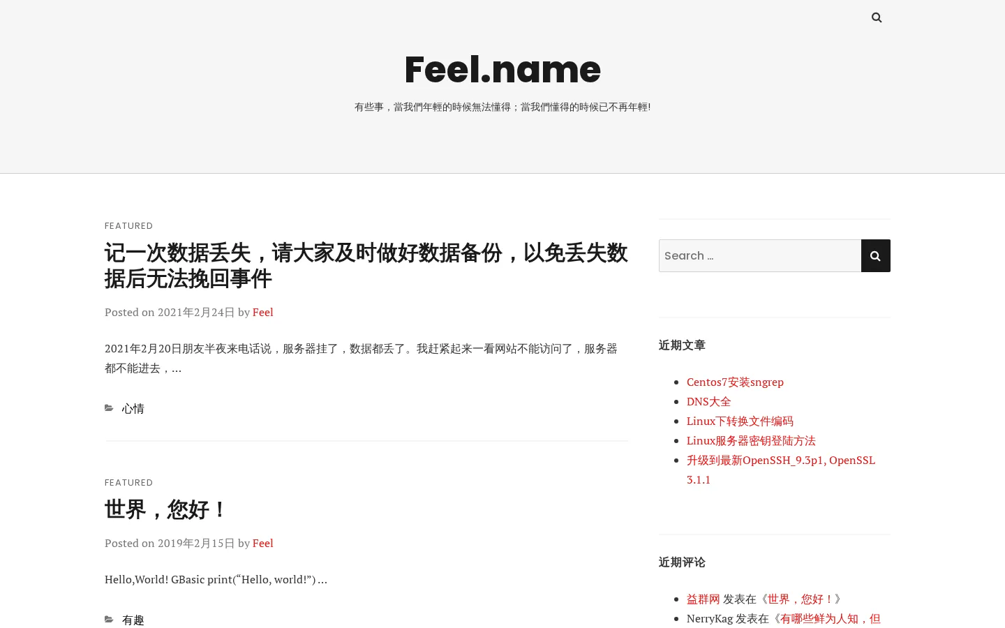 Feel.name 的首页截图