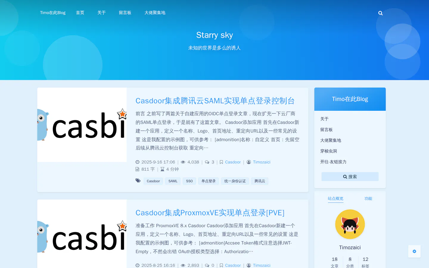 Timo在此blog 的首页截图