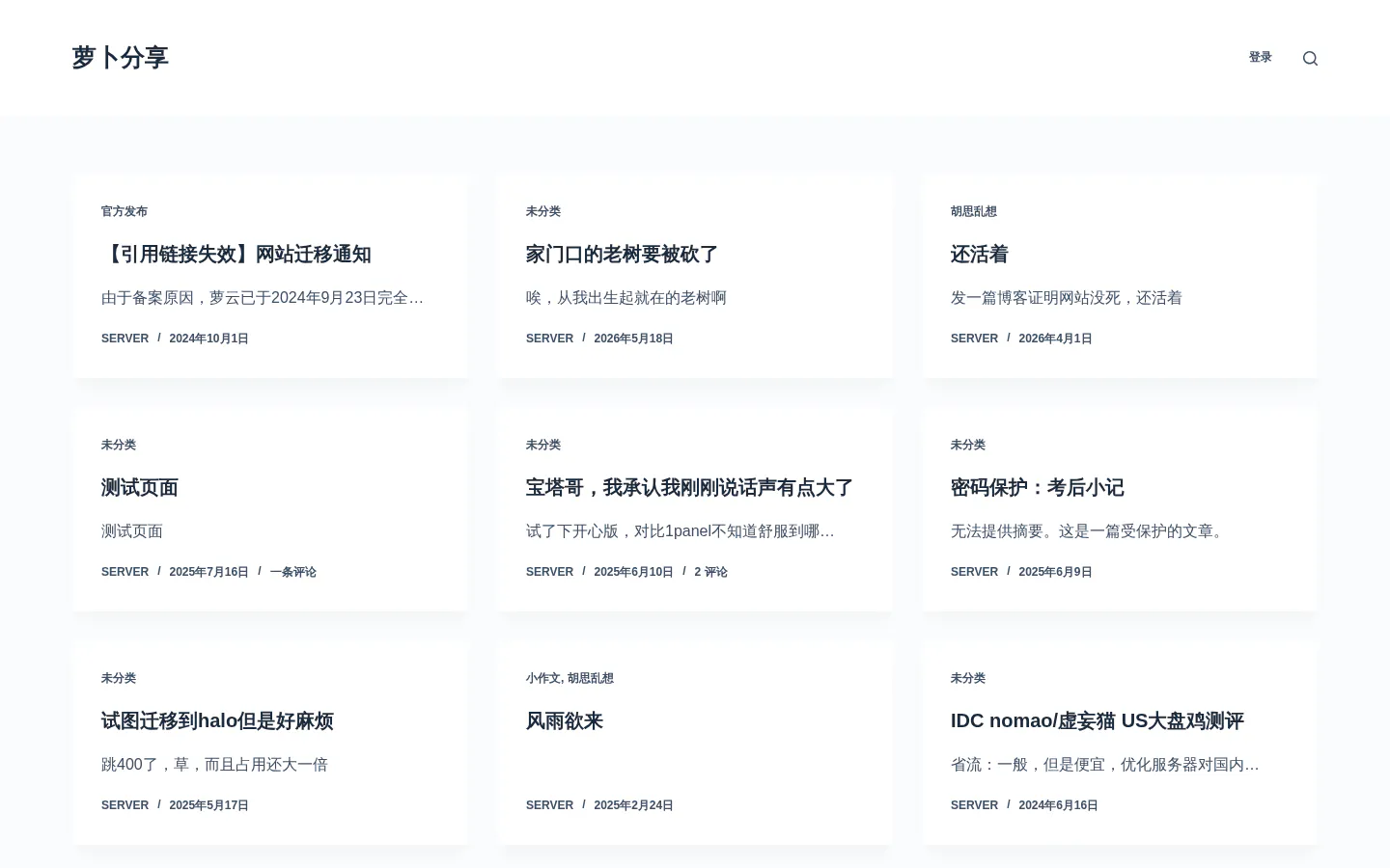 Luoboblog 的首页截图