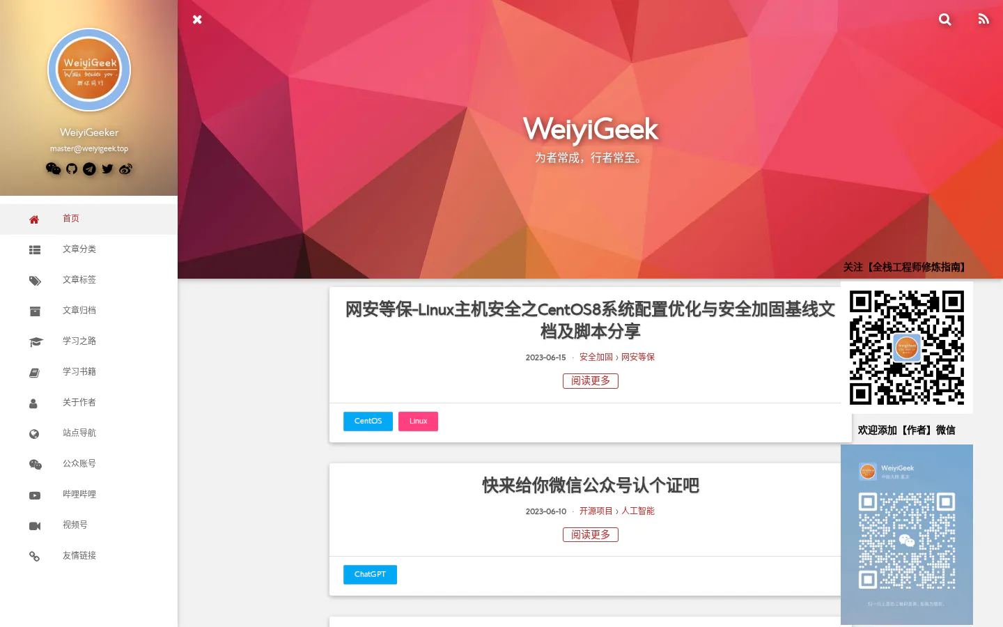 唯一极客 的首页截图