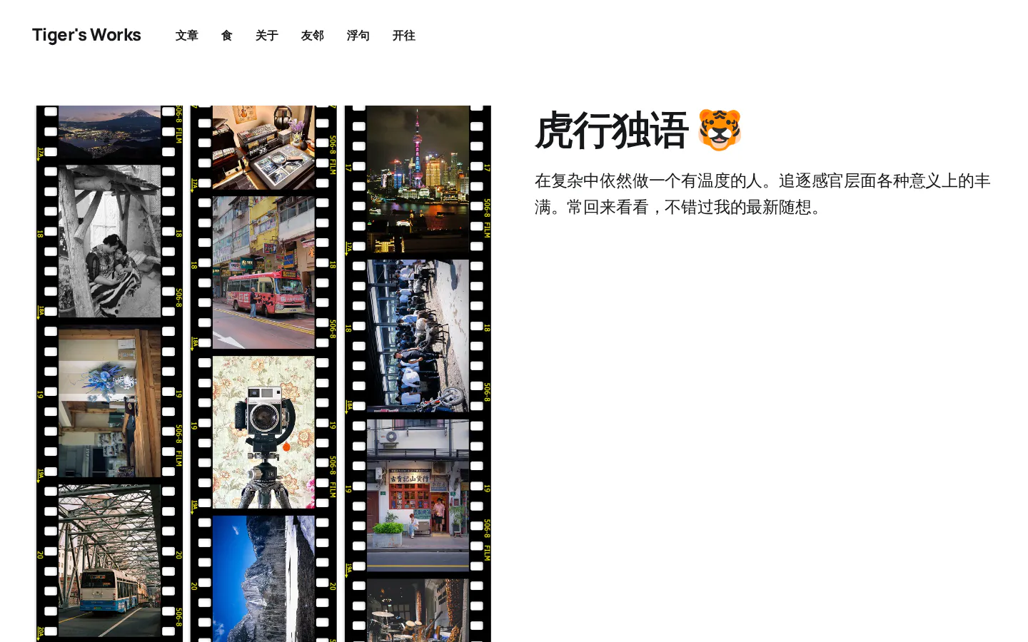 Tiger's Works 的首页截图