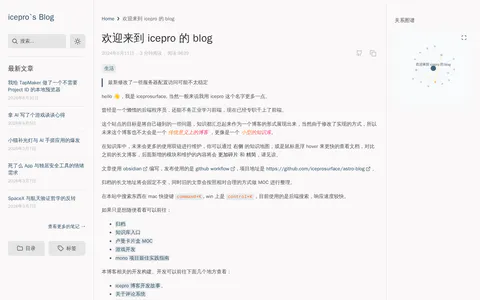 icepro`s blog 的首页截图