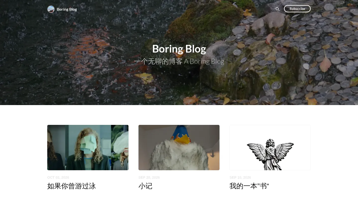 Boring Blog 的首页截图
