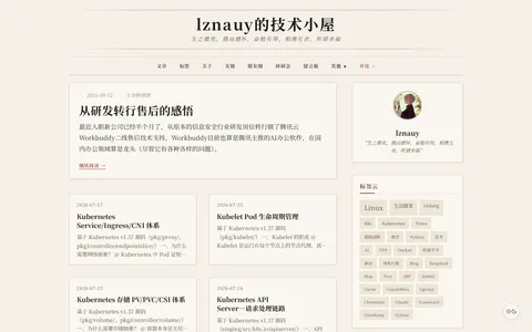 lznauy的技术小屋 的首页截图