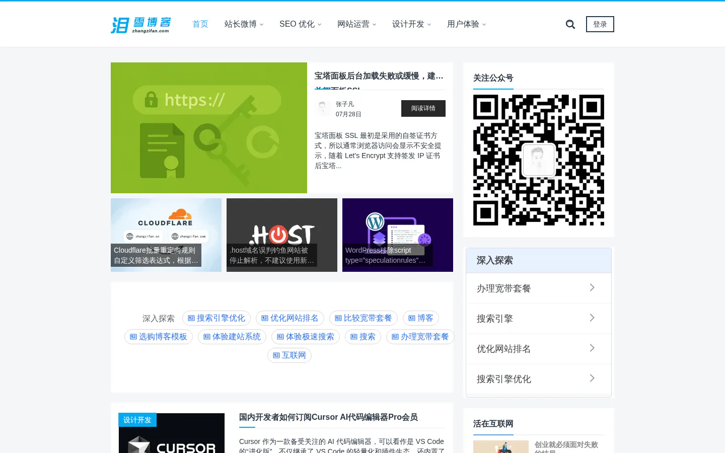 泪雪博客 的首页截图