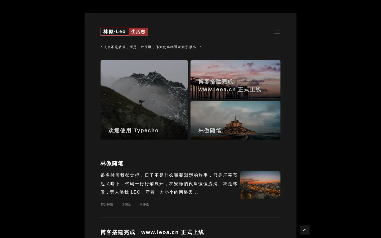 林傲博客 的首页截图